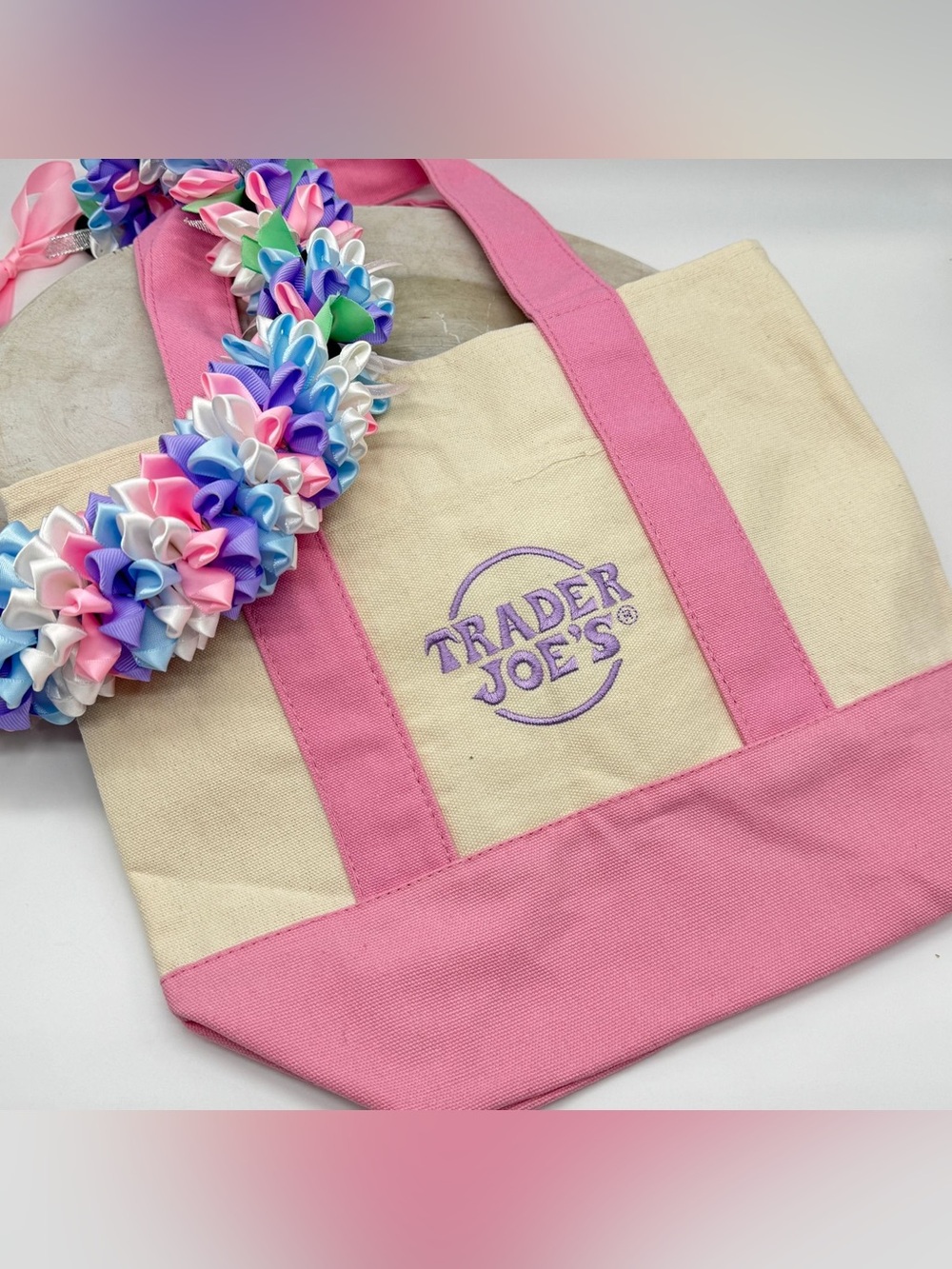 NEW Trader Joe’s Mini Canvas Tote Bag - Limited Edition Pastel Pink